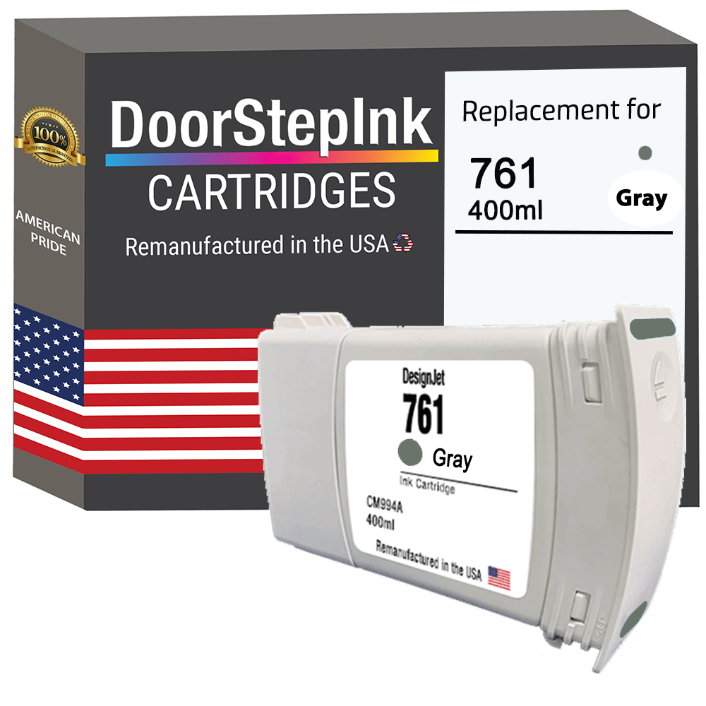 DoorStepInk Brand for HP 761 400mL (CM995A) Gray Remanufactured in the USA Ink Cartridge