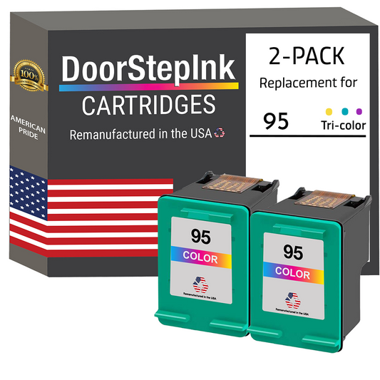 DoorStepInk Brand for HP 95 (C8766WN) Tri-Color Twin Pack Remanufactured in the USA Ink Cartridge