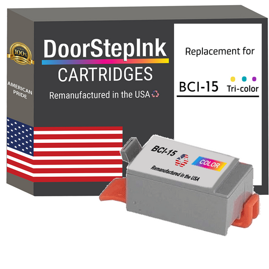 DoorStepInk Brand for Canon BCI-15  BCI15 Color Remanufactured in the USA Ink Cartridge
